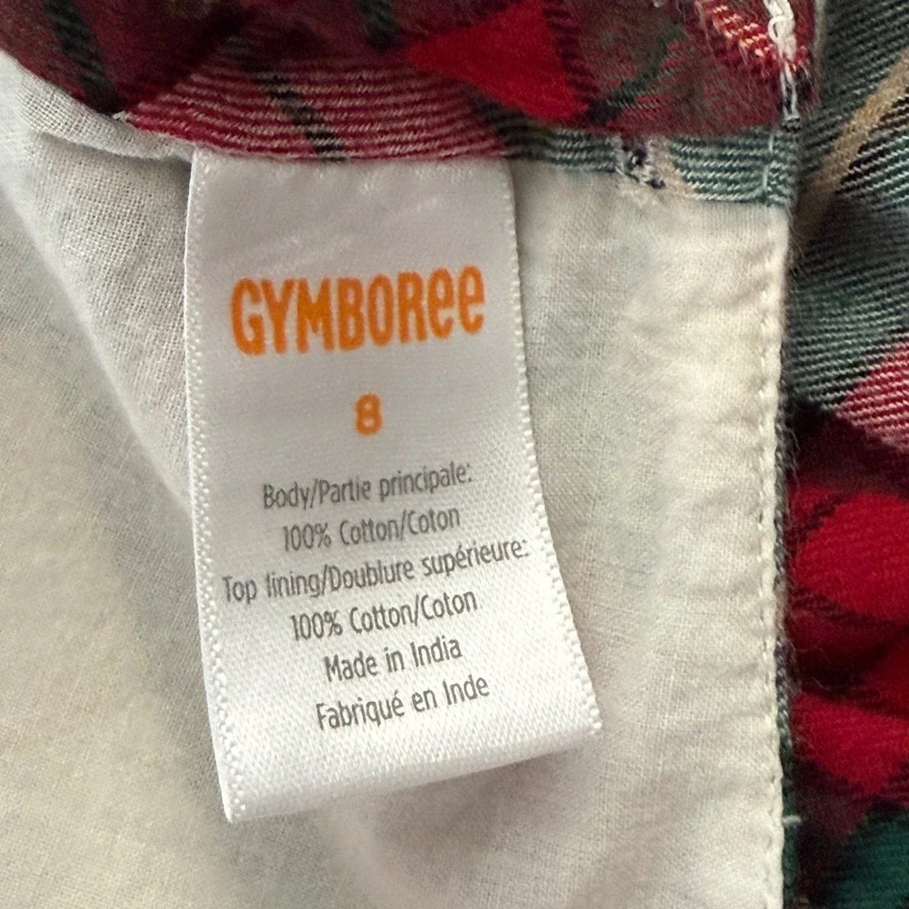 Gymboree Girls Dress Size 8 Red Green Plaid Cotton Long Sleeve Holiday Christmas